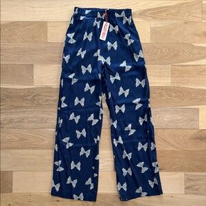 Ciao Lucia Silky Navy Pants with Ivory Bow Motif